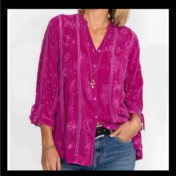 Johnny Was Mystic Delta Tunic Top Small Fuchsia Pink - Picture 1 of 9